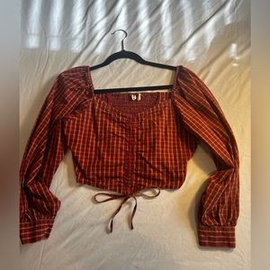 Levi’s, red and yellow plaid crop top. Size S